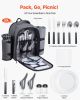 VEVOR Picnic Backpack, Beach Picnic Backpack Bag for 2 Person with Insulated Cooler Compartment, Detachable Bottle/Wine Holder, Lightweight Blanket